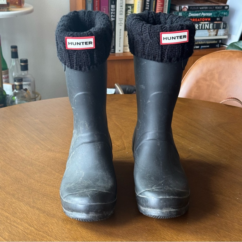 Hunter Original Short Black Rain Boots + Boot Socks